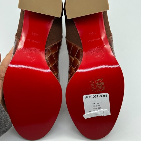 Christian Louboutin CL CHELSEA BOOTY 70 Croc Ali Ankle Boots Heel Bootie - Picture 14 of 16